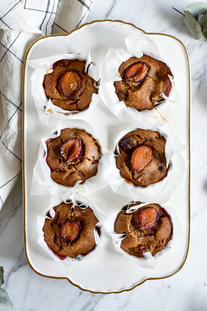 Healthy plum muffins - plant-based, vegan, gluten free, refined sugar free - heavenlynnhealthy.com