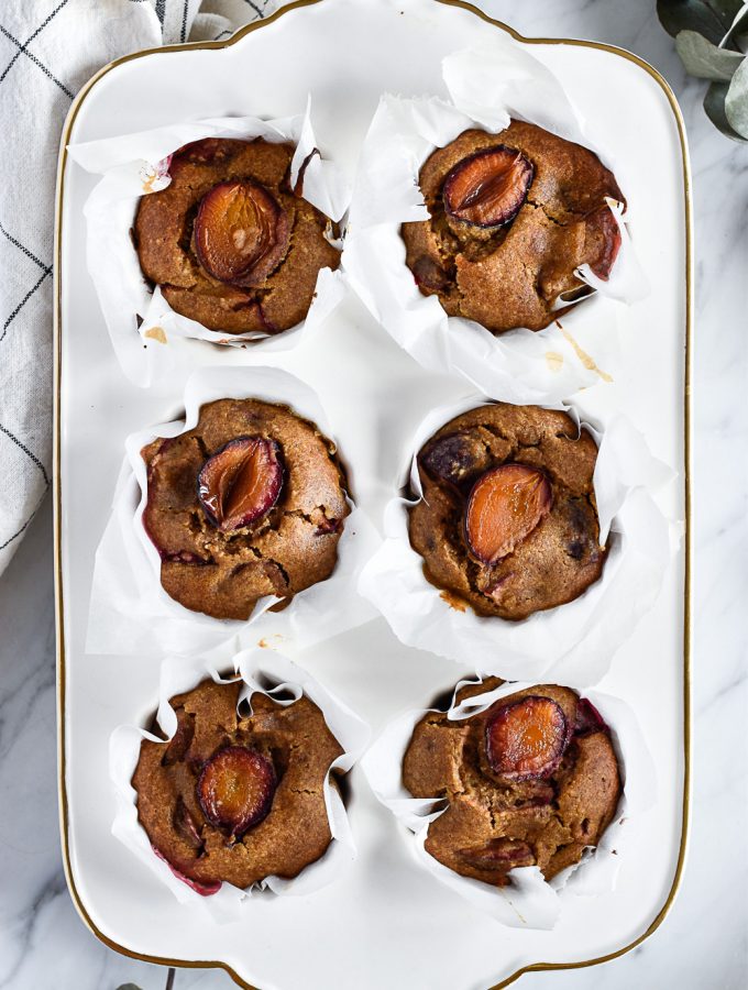 Healthy plum muffins - plant-based, vegan, gluten free, refined sugar free - heavenlynnhealthy.com