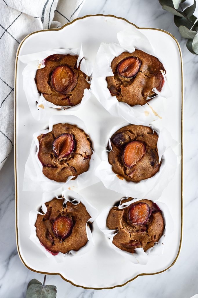 Healthy plum muffins - plant-based, vegan, gluten free, refined sugar free - heavenlynnhealthy.com