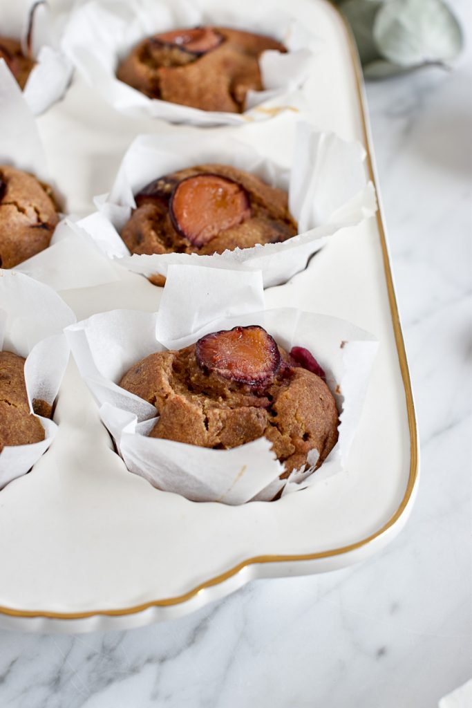 Healthy plum muffins - plant-based, vegan, gluten free, refined sugar free - heavenlynnhealthy.com