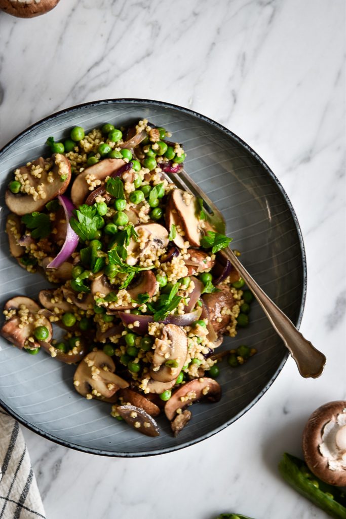 Quick Mushroom-Millet Stir-Fry - plant-based, vegan, gluten free, refined sugar free - heavenlynnhealthy.com