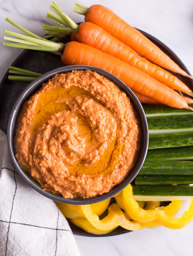 Roasted Bell Pepper Hummus - plant-based, vegan, gluten free, refined sugar free - heavenlynnhealthy.com