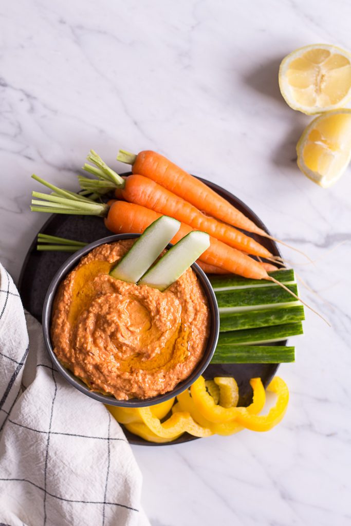 Roasted Bell Pepper Hummus - plant-based, vegan, gluten free, refined sugar free - heavenlynnhealthy.com