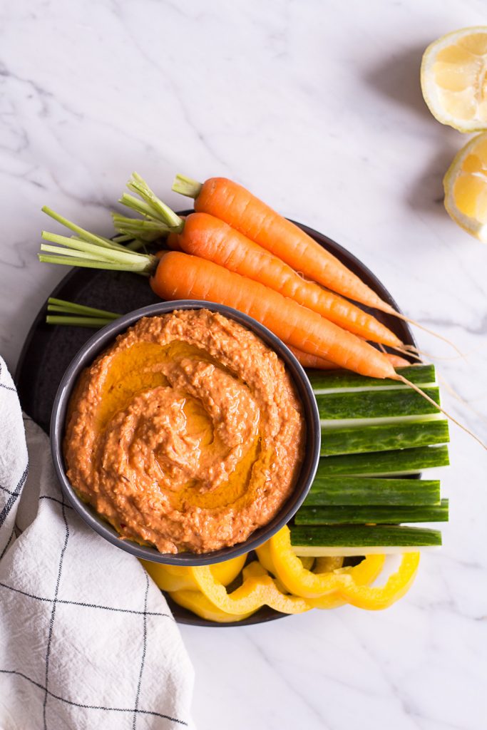 Roasted Bell Pepper Hummus - plant-based, vegan, gluten free, refined sugar free - heavenlynnhealthy.com