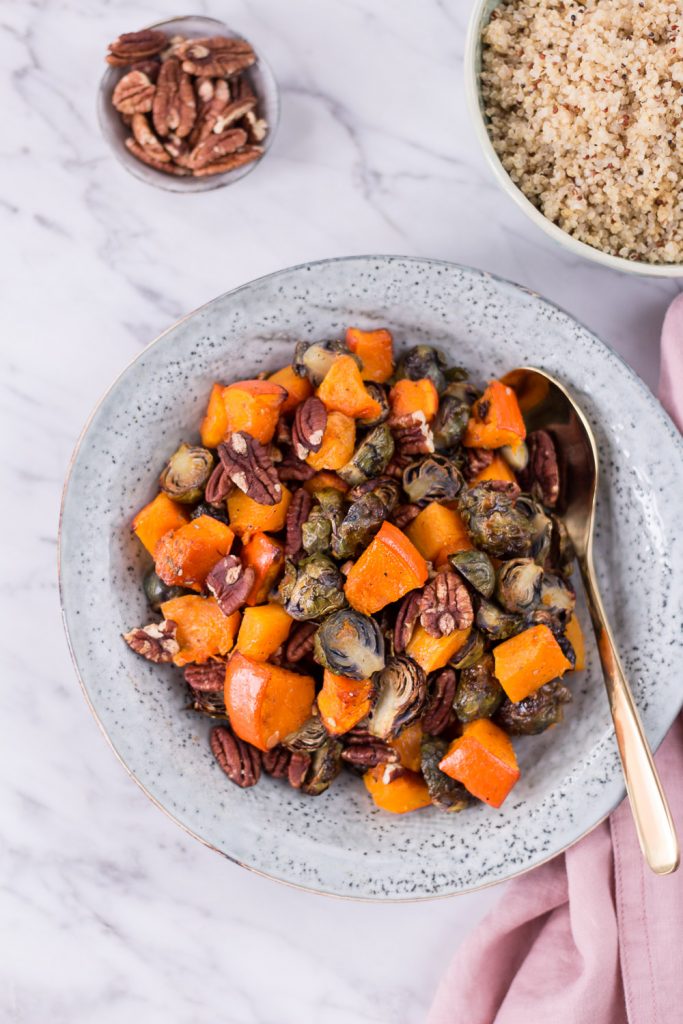 Winter Roasted Brussels Sprouts, Pumpkin & Pecans - plant-based, vegan, gluten free, refined sugar free - heavenlynnhealthy.com