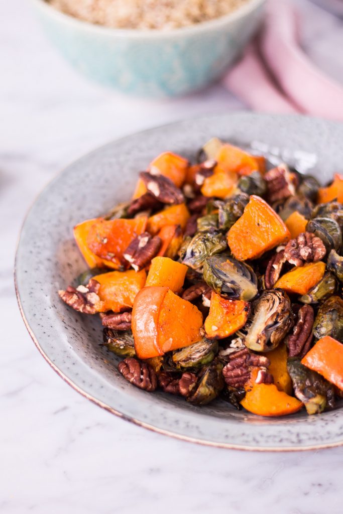 Winter Roasted Brussels Sprouts, Pumpkin & Pecans - plant-based, vegan, gluten free, refined sugar free - heavenlynnhealthy.com