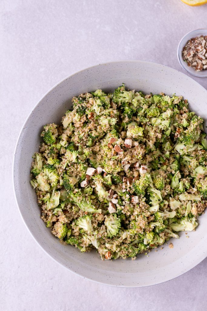 Raw Broccoli Quinoa Power Salad - plant-based, vegan, gluten free, refined sugar free - heavenlynnhealthy.com