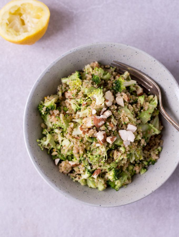 Raw Broccoli Quinoa Power Salad - plant-based, vegan, gluten free, refined sugar free - heavenlynnhealthy.com