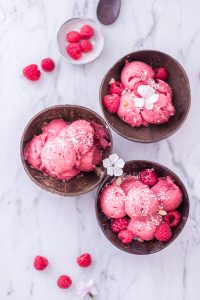 Two-ingredient raspberry nicecream - plant-based, vegan, gluten free, refined sugar free - heavenlynnhealthy.com