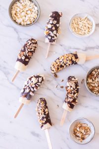 Frozen chocolate covered banana popsicles - plant-based, vegan, gluten free, refined sugar free - heavenlynnhealthy.com