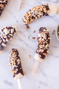 Frozen chocolate covered banana popsicles - plant-based, vegan, gluten free, refined sugar free - heavenlynnhealthy.com
