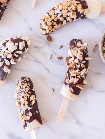 Frozen chocolate covered banana popsicles - plant-based, vegan, gluten free, refined sugar free - heavenlynnhealthy.com