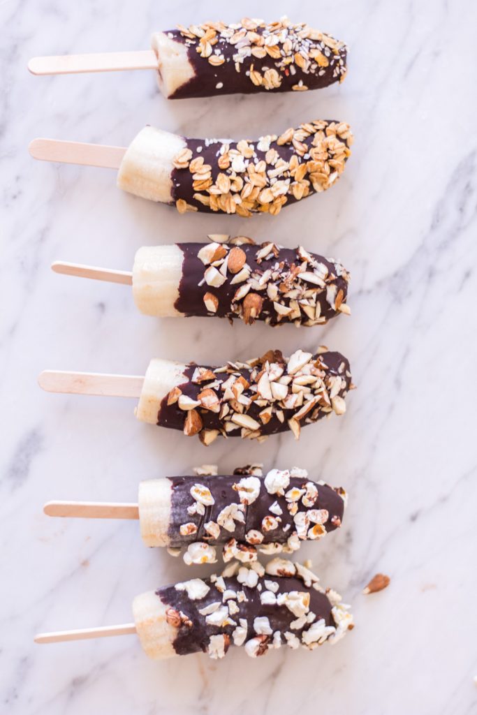 Frozen chocolate covered banana popsicles - plant-based, vegan, gluten free, refined sugar free - heavenlynnhealthy.com