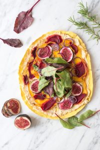 Colorful autumn pizza - plant-based, vegan, gluten free, refined sugar free - heavenlynnhealthy.com