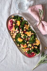 My 2018 healthy Christmas dinner menu - winter kale salad, lentil patties, hassleback vegetables and mini crumbles - plant-based, vegan, gluten free, refined sugar free - heavenlynnhealthy.com