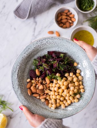 Almond, chickpea and beetroot salad with dill + tips on how to make long-lasting dietary changes