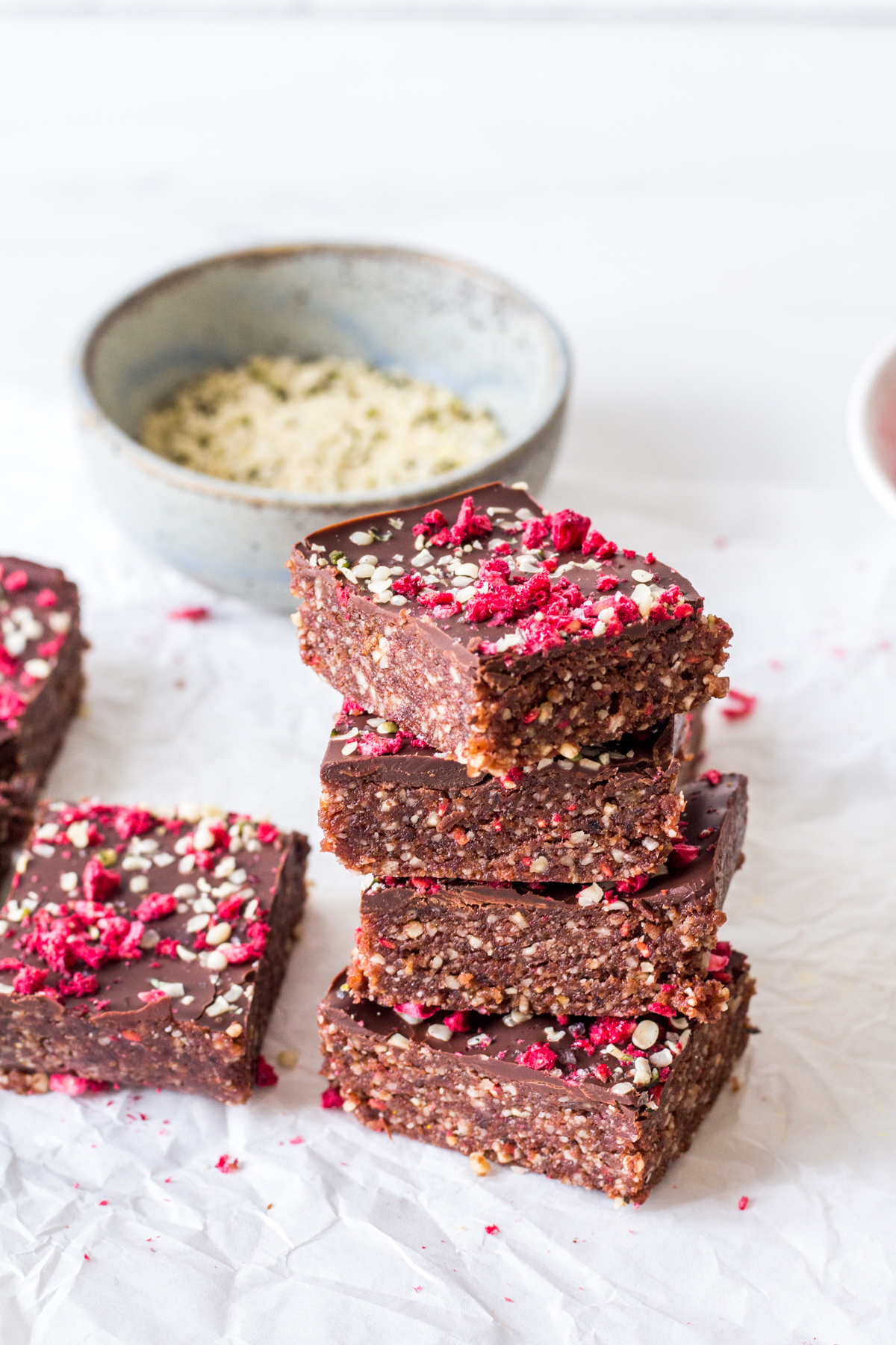 Hemp seed energy bars with raspberries - plant-based, vegan, gluten free, refined sugar free - heavenlynnhealthy.com